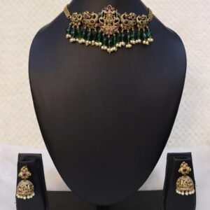 SWA07-Antique lakshmi choker with monalisa beads