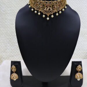 SWA28-CZ choker with earrings