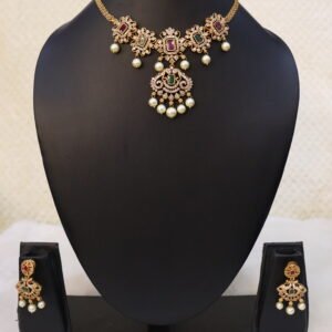 SWA50-CZ choker with earrings